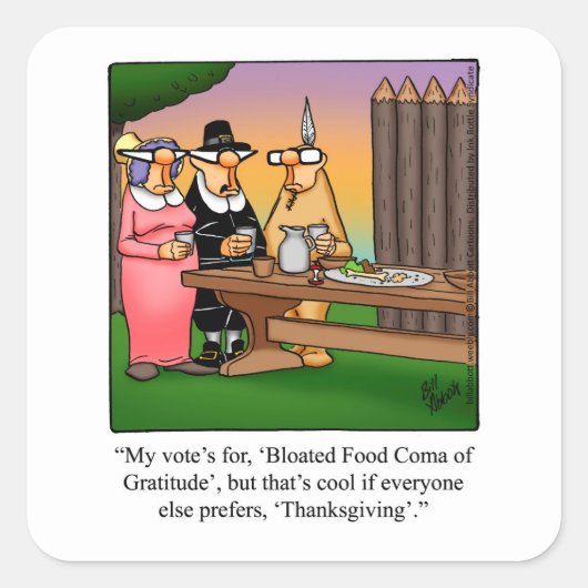 Funny Thanksgiving Stickers "Food Coma" (Voorkant)