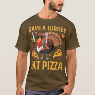 Funny Thanksgiving T-shirt Red een Turks Eat Pizza