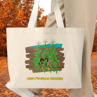 Funny Thanksgiving Turkey Hiding in Cornfield Grote Tote Bag