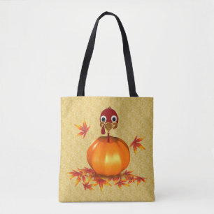 Funny Thanksgiving Turkey in Pumpkin - Tote Bag