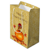 Funny Thanksgiving Turkey Pumpkin Medium Gift Bag Cadeauzakje (Achterkant Gekanteld)