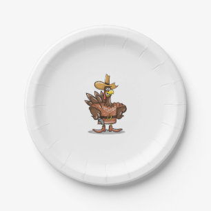 Funny Thanksgiving Turkije Cowboy Gift Lover Papieren Bordje