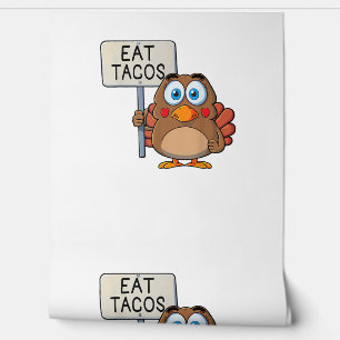 Funny Thanksgiving Turkije eet tacos Behang