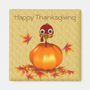 Funny Thanksgiving Turkije in Pumpkin - Magnet Magneet