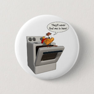 Funny Thanksgiving Turkije, knop Ronde Button 5,7 Cm