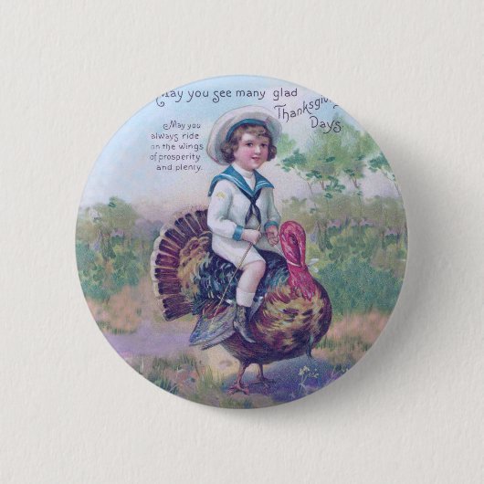 Funny Thanksgiving Turkije Ronde Button 5,7 Cm (Voorkant)