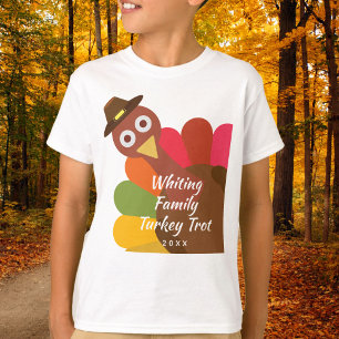 Funny Thanksgiving Turkije trot familie aan T-shirt