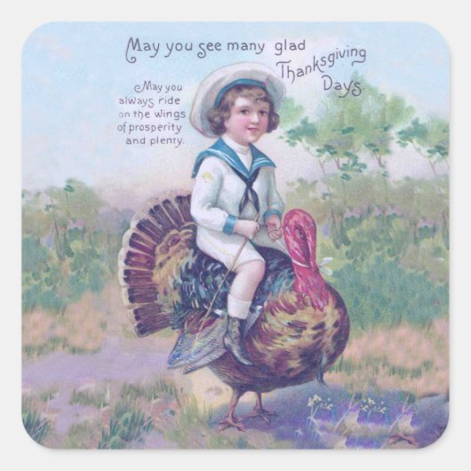 Funny Thanksgiving Turkije Vierkante Sticker (Voorkant)