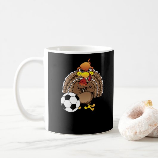 Funny Thanksgiving Turkije Voetbal Soccer Gift Koffiemok (Met donut)
