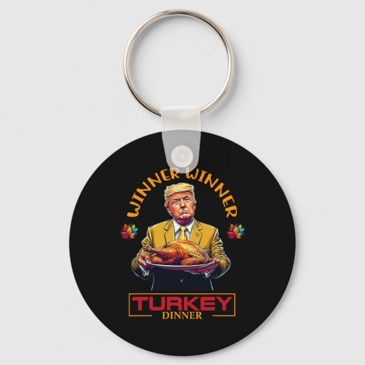 Funny Thanksgiving Winner Winner Turkey Dinner Tru Sleutelhanger (Voorkant)
