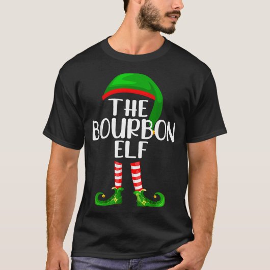 Funny The Bourbon Elf Matching Family Christmas T-shirt (Voorkant)