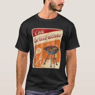 Funny the Grillfather T-shirt Distress BBQ G