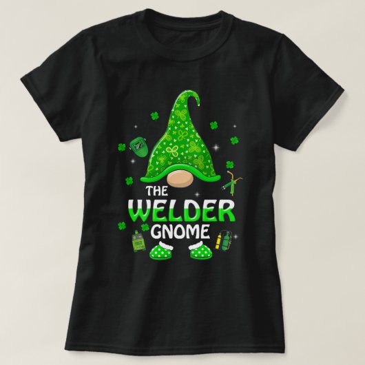 Funny the Welder Gnome Weldering Weldering St Patr T-shirt (Design voorkant)