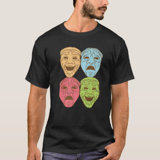 Funny Theater Design Mannen Vrouwen Theater Masker T-shirt