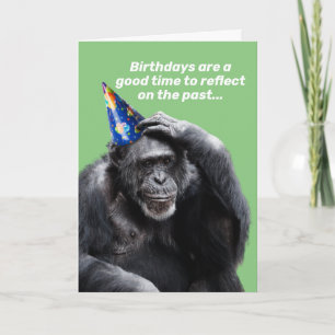 Funny Thinking Chimpansee met feestdag Pet Kaart