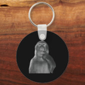 Funny Thinking Monkey Meme Curious Ape Brainrot  Sleutelhanger (Voorkant)