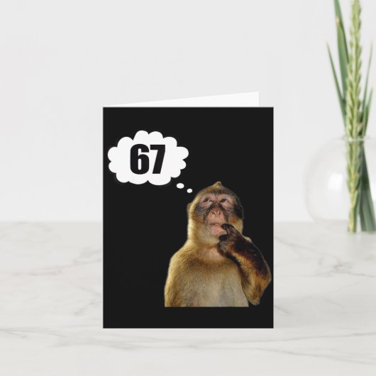 Funny Thinking Monkey Meme Six Seven 6 7 Meme  Kaart (Voorkant)