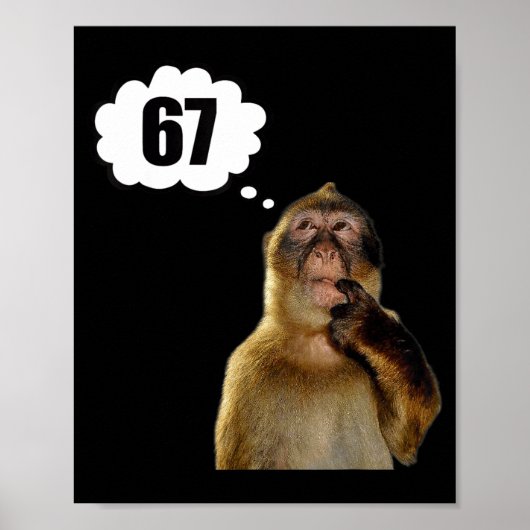 Funny Thinking Monkey Meme Six Seven 6 7 Meme  Poster (Voorkant)