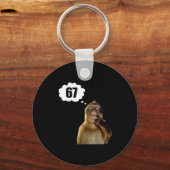 Funny Thinking Monkey Meme Six Seven 6 7 Meme  Sleutelhanger (Voorkant)