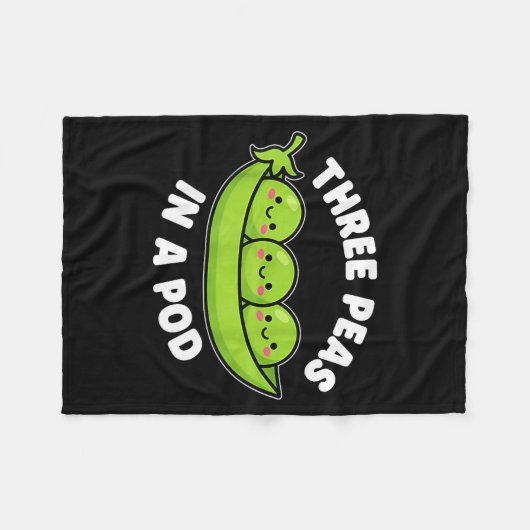 Funny Three Peas In A D Cute Kawaii Fleece Deken (Voorkant (Horizontaal))