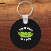 Funny Three Peas In A D Cute Kawaii Sleutelhanger (Voorkant)