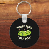 Funny Three Peas In A D Cute Kawaii  Sleutelhanger (Voorkant)