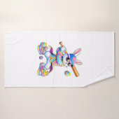 Funny Tie Dye Rabbit Baseball Easter Bunny Men Boy (Serviette de bain)