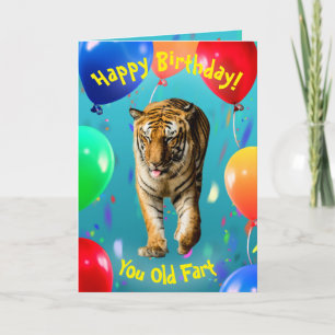 Funny Tiger Balloon Carte d'anniversaire