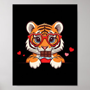 Funny Tiger Hart Chocolade Valentijn Tijger Dames Poster