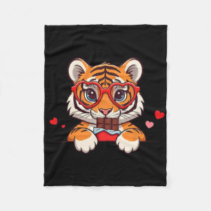 Funny Tiger Heart Chocolade Valentijn Tijger Dames Fleece Deken