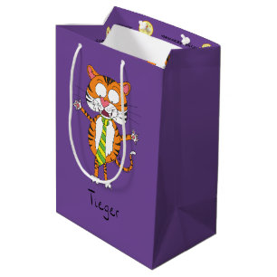 Funny Tiger in een Stropdas Cartoon Kind Medium Cadeauzakje