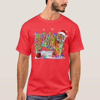 Funny Tiger Tree-kerstlampjes Xmas Pajama Matc T-shirt