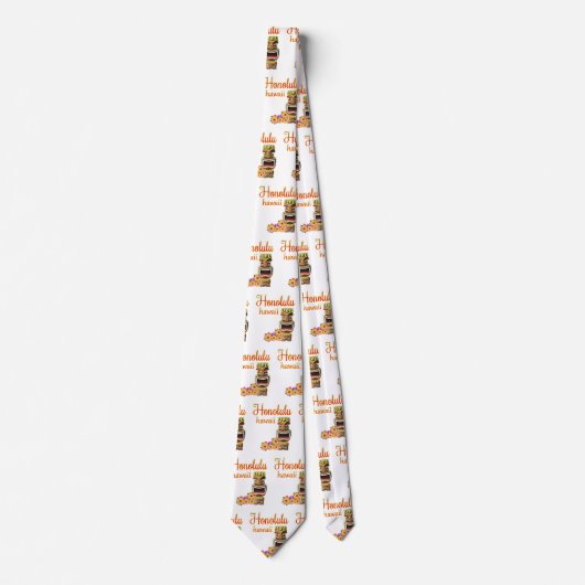 Funny Tiki Honolulu Hawaii Stropdas (Voorkant)