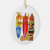 Funny Tiki Honolulu Hawaii Surfing Keramisch Ornament (Rechts)