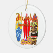 Funny Tiki Honolulu Hawaii Surfing Keramisch Ornament (Links)