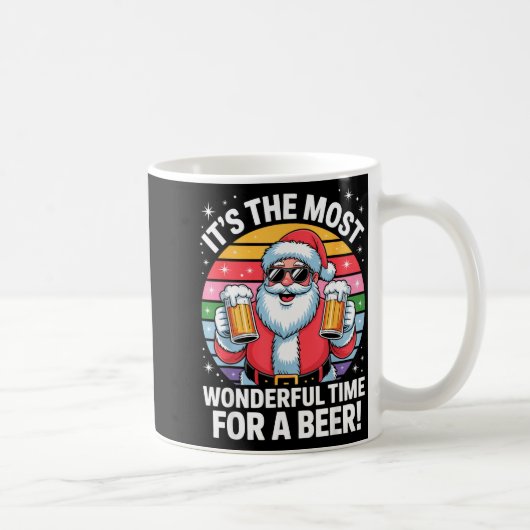 Funny Time For A Beer Santa Christmas Koffiemok (Rechts)