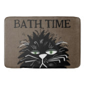 Funny Tired Black Cat Bath Time Haggled Badmat (Voorkant)
