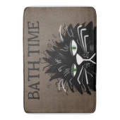 Funny Tired Black Cat Bath Time Haggled Badmat (Voorkant Verticaal)