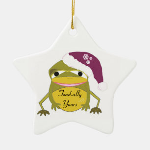 Funny Toad in een Santa Hat Keramisch Ornament