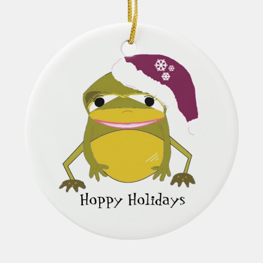 Funny Toad in een Santa Hat Keramisch Ornament (Voorkant)