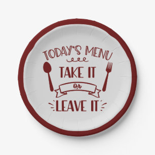 Funny Today's Menu Cute Quote Burgundy Party Papieren Bordje