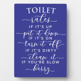 Funny Toilet Rules – Elegant White Text on Black Fotoplaat