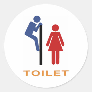Funny Toilet Sign. Ronde Sticker