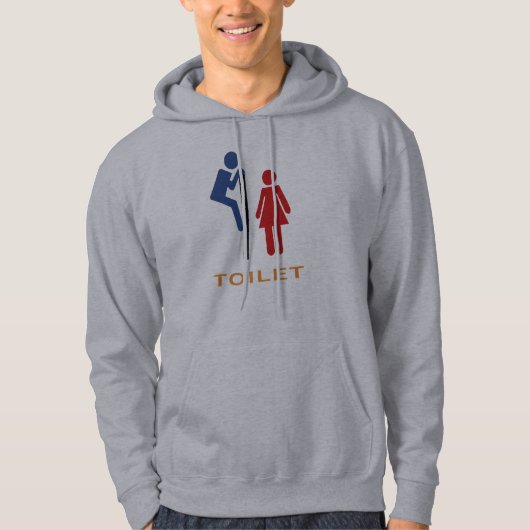 Funny Toilet-teken met man dat Mannen Hoodie spiek (Voorkant)