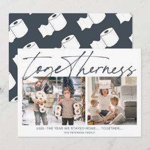 Funny toiletrol 2020 nieuw jaar samen 2 foto's kaart