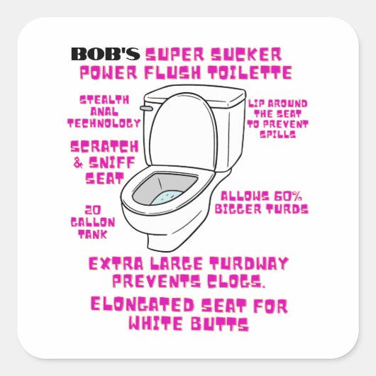 Funny Toilette Humor Vierkante Sticker (Voorkant)