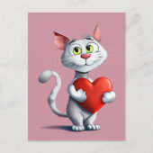 Funny Tomcat die een groot hart houdt Briefkaart (Voorkant)