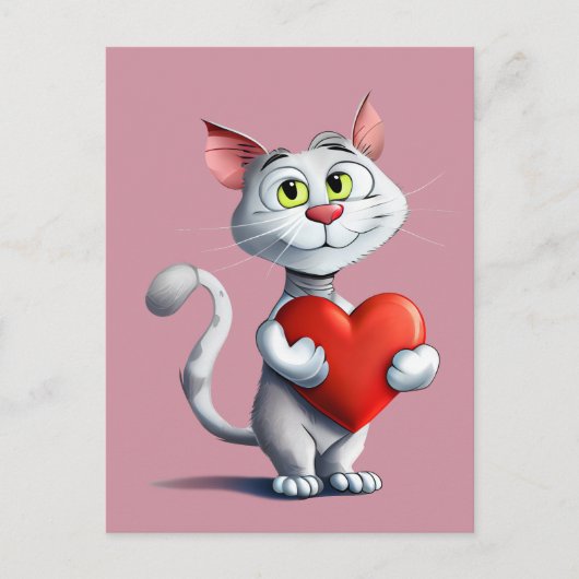 Funny Tomcat die een groot hart houdt Briefkaart (Voorkant)