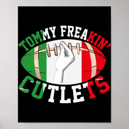 Funny Tommy Freakin' Cutlets New Jersey Italy Flag Poster (Voorkant)