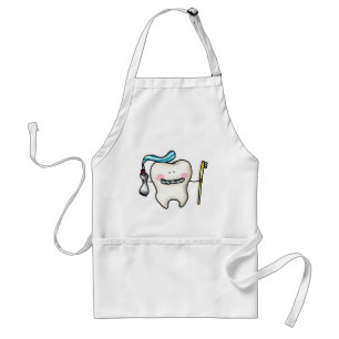 funny tooth cartoon standaard schort